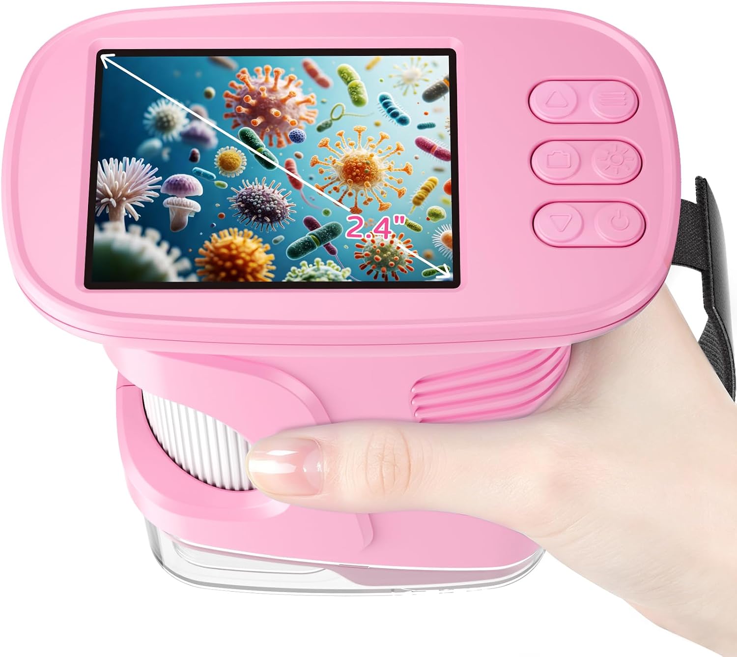 1000X Kids Handheld Microscope, 4K Digital Mini Pocket Digital Microscope with 2.4 inch IPS Screen, Built-in Camera and 12 Prepared Slides, STEM Educational Toy