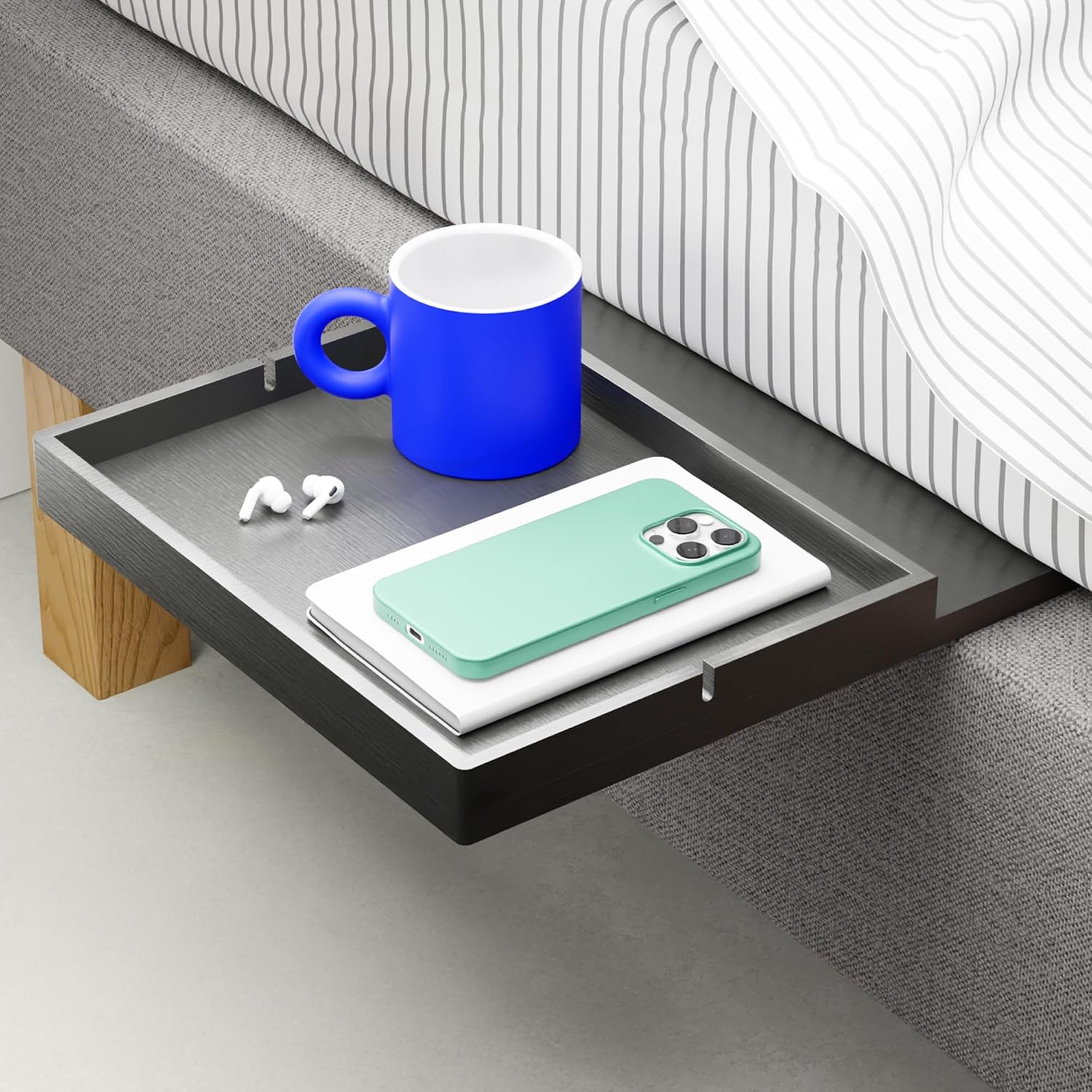 BedShelfie Slide Black Wood