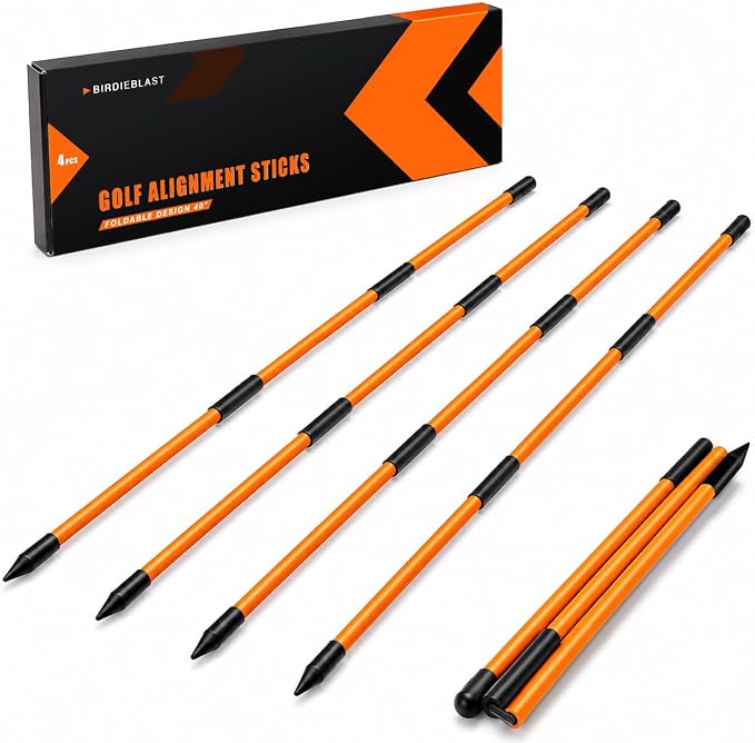 Professional 2 or 3 or 4 Pack Collapsible Golf Alignment Sticks, Premium 40" Alignment Golf Stick Ideal for Aiming, Putting and Swing Practice