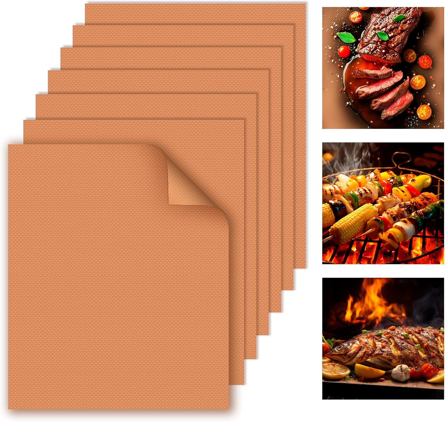 Copper 7-Piece Non-Stick Grill Mats