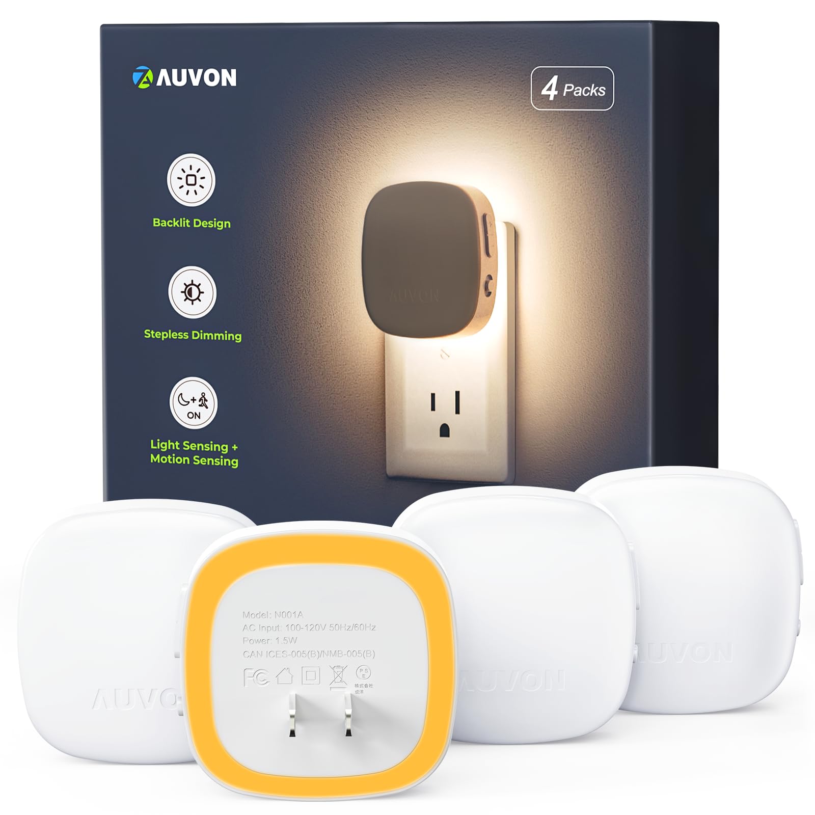 AUVON luce ambrata retroilluminata, confezione da 4