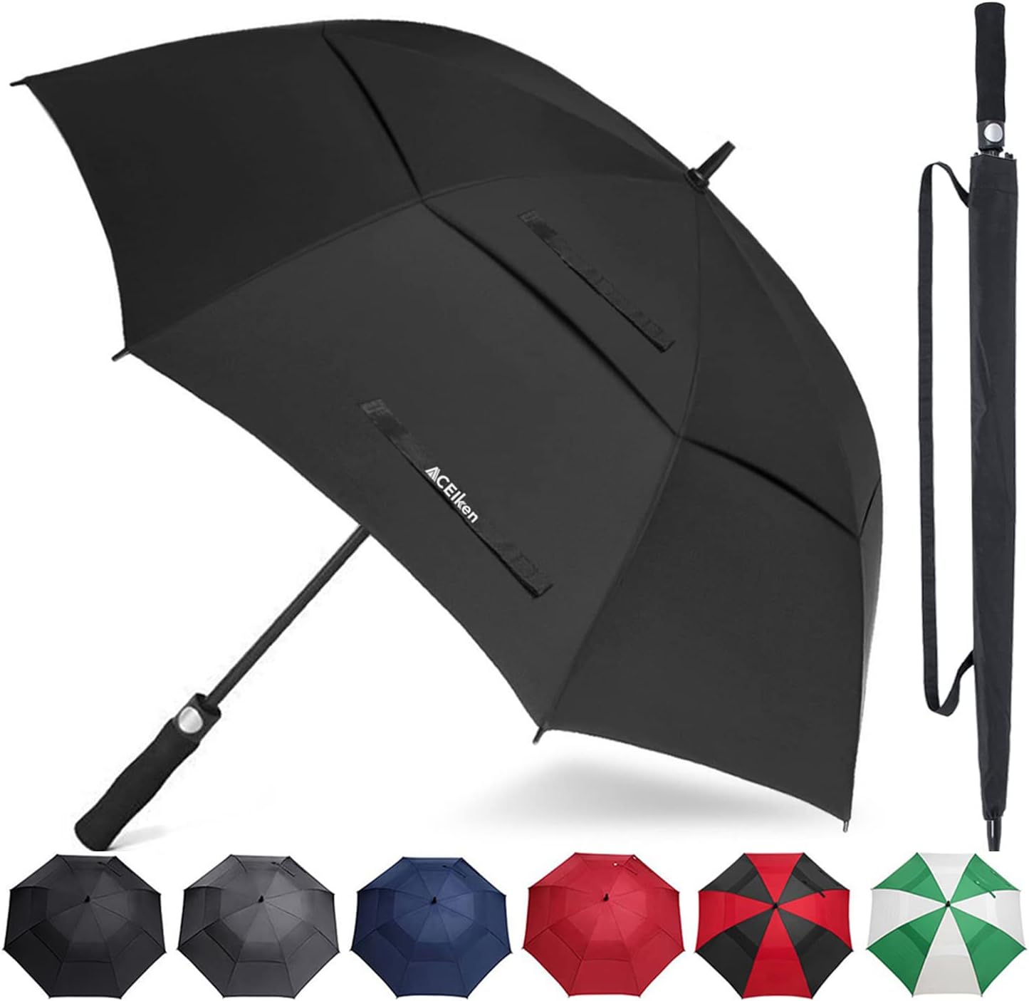 Golf Umbrella Windproof Large 62/68/72 Inch Double Canopy for Rain | Automatic Open, Extra Large Oversized,Sun Protection Ultra Rain & Wind Resistant Stick Sports Umbrellas For Men and Women
