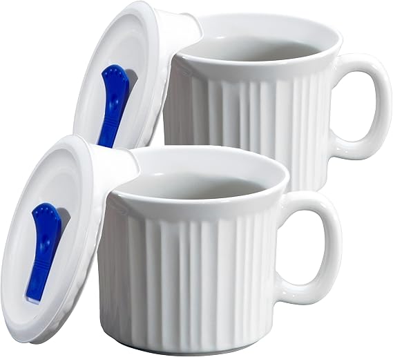 CorningWare 20oz Ceramic Meal Mugs, 2-Pack