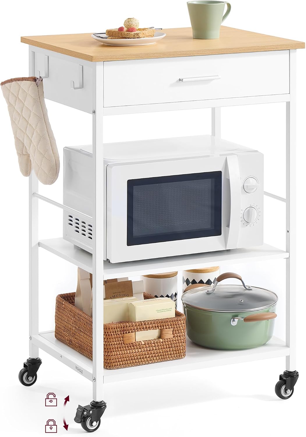 VASAGLE Kitchen Rolling Island with Storage