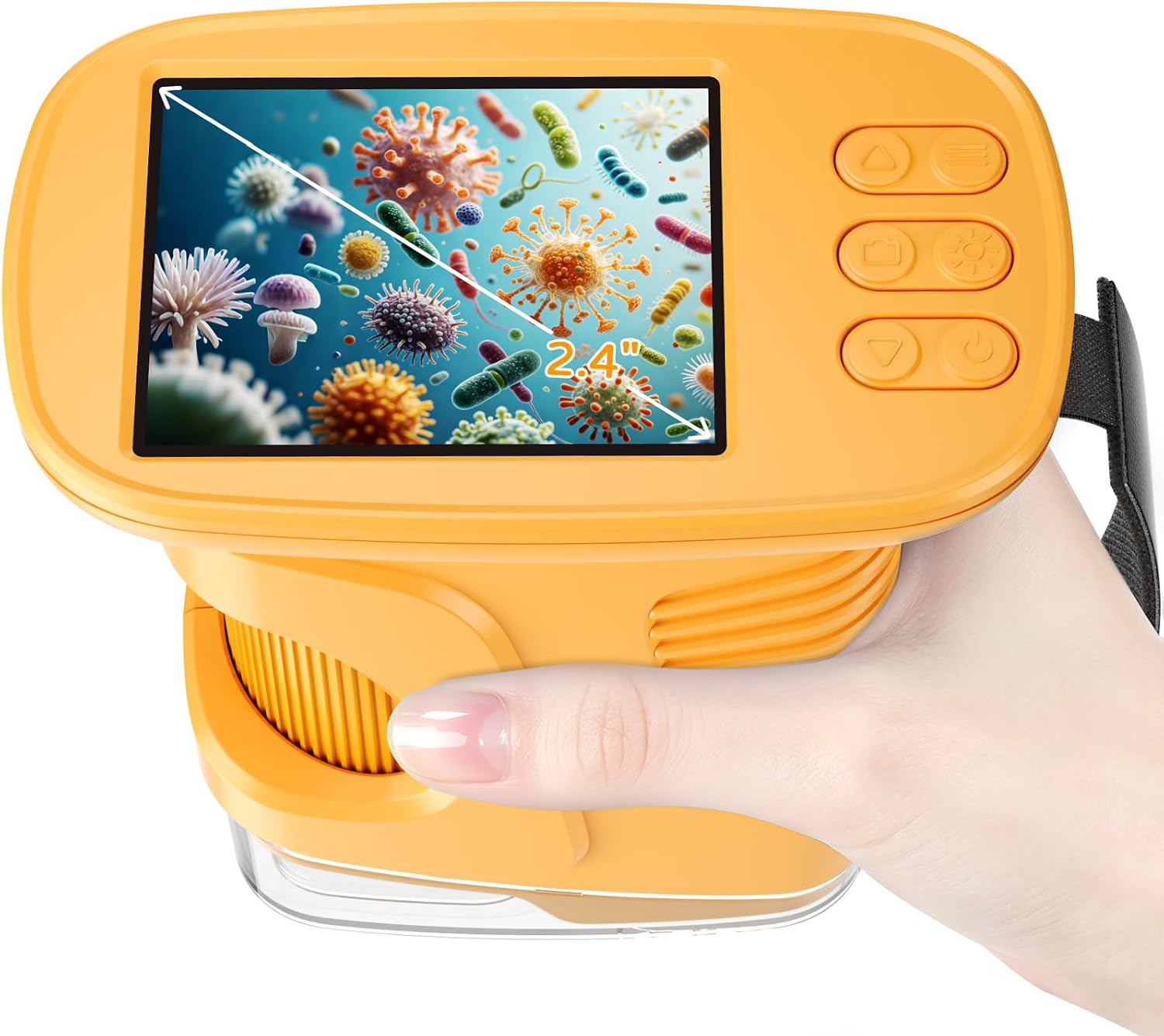 1000X Kids Handheld Microscope, 4K Digital Mini Pocket Digital Microscope with 2.4 inch IPS Screen, Built-in Camera and 12 Prepared Slides, STEM Educational Toy