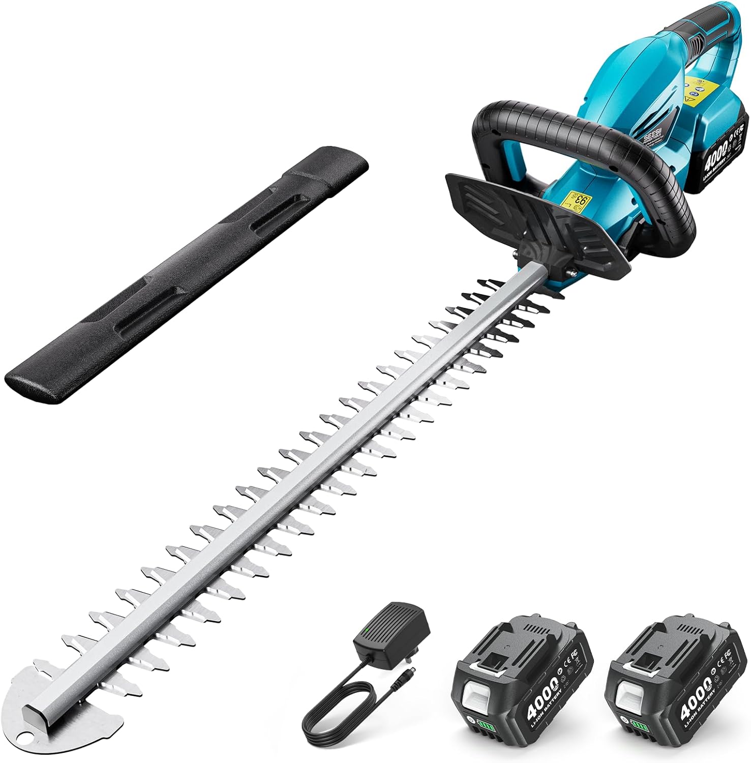 SEESII 20-Inch Hedge Trimmer Cordless with 2 x 4.0Ah Battery, 180 Degree Rotatable Handle, Dual-Action Blade