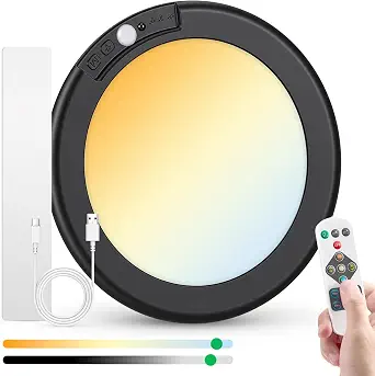 Bojim Black Rechargeable Shower Light for Inside Motion Sensor for Closet | Waterproof Magnetic Battery Operated Lights with Remote Dimmable 3CCT No Wiring for Bathroom Laundry Pantry Closet Shed