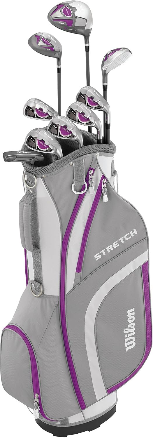 Wilson Beginner Complete Set, 9 Golf Clubs with Cart Bag, Women's, Stretch XL