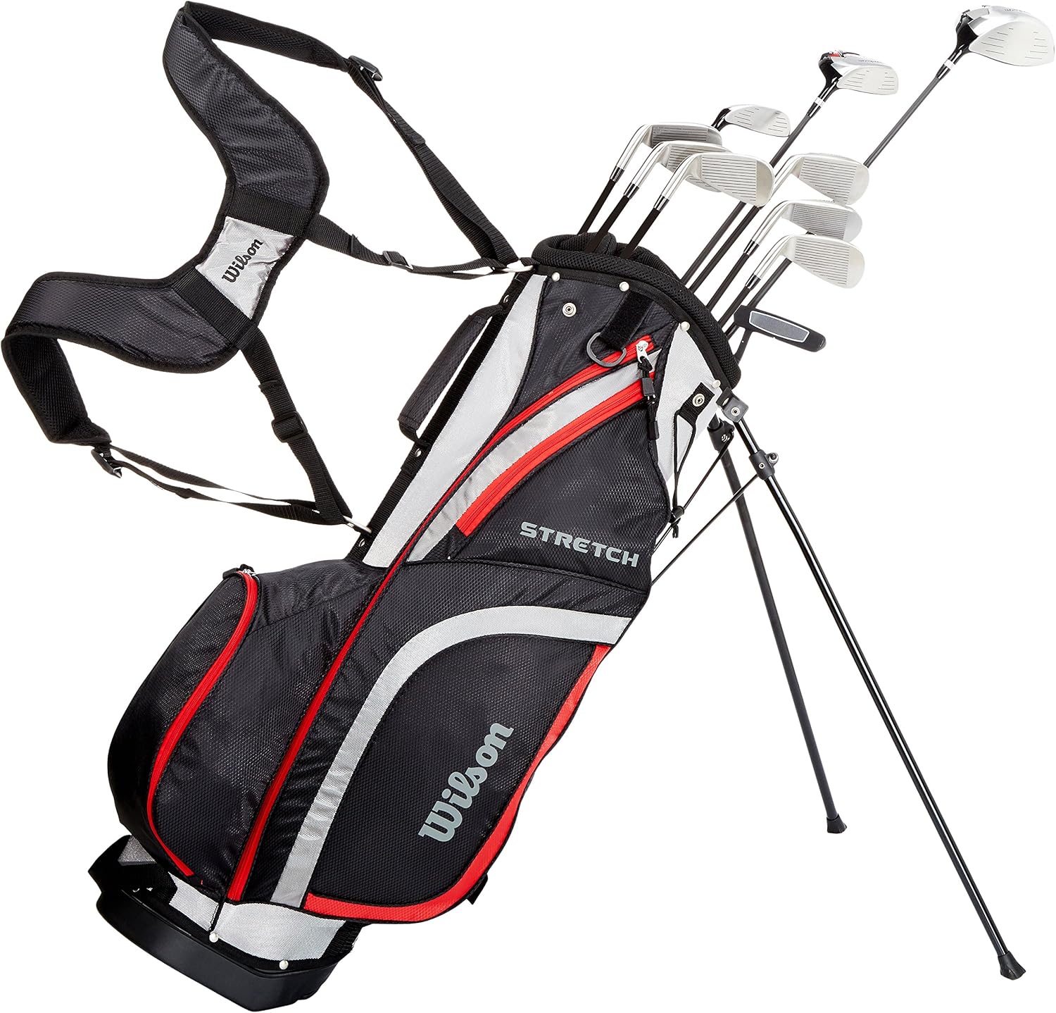 Wilson Beginner Complete Set, 10 Golf Clubs with Stand Bag, Men's, Stretch XL