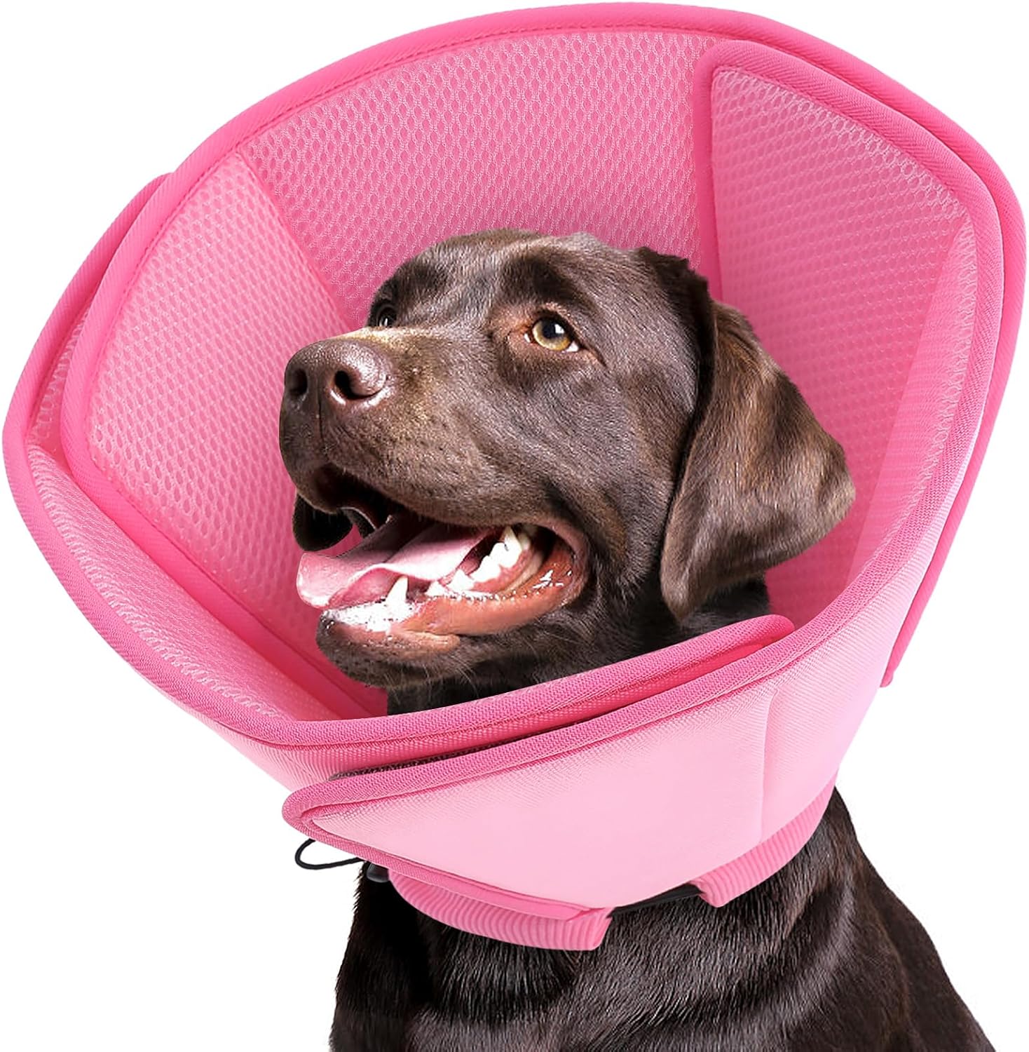 Dog Cone,Soft Dog Cones for Large Dogs After Surgery,Comfy Cone for Dogs to Stop Licking, Adjustable Recovery Collar,Elizabethan Pet E-Collar for Wound Healing,Pink,L