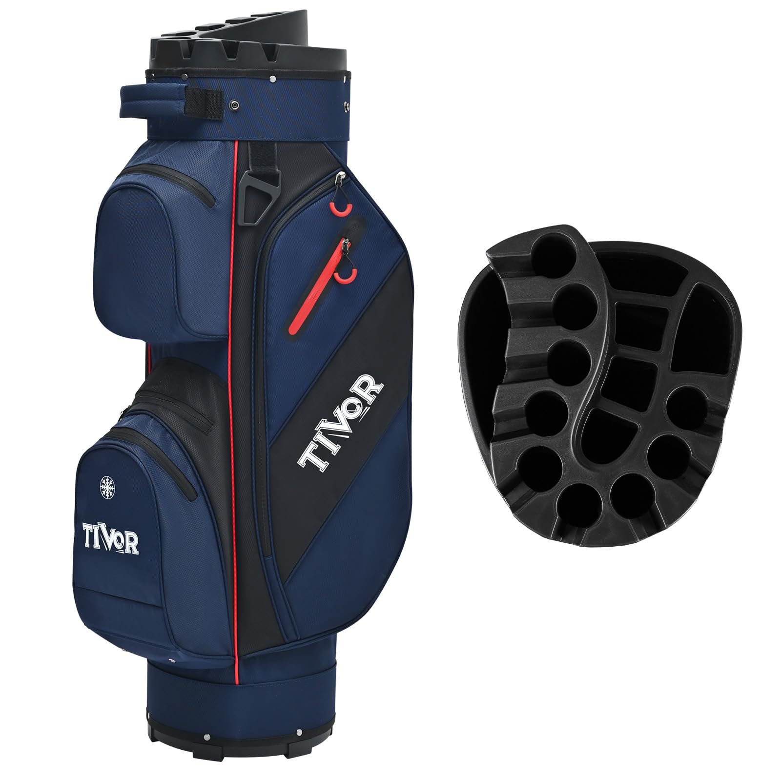 TIVOR 2026 T-Lock Golf Cart Bag-15-Way Full-Length Dividers,9 Pockets, Easy-Access Handle & Ergonomic Straps | Perfect for Cart & Walking, Includes Rain Cover