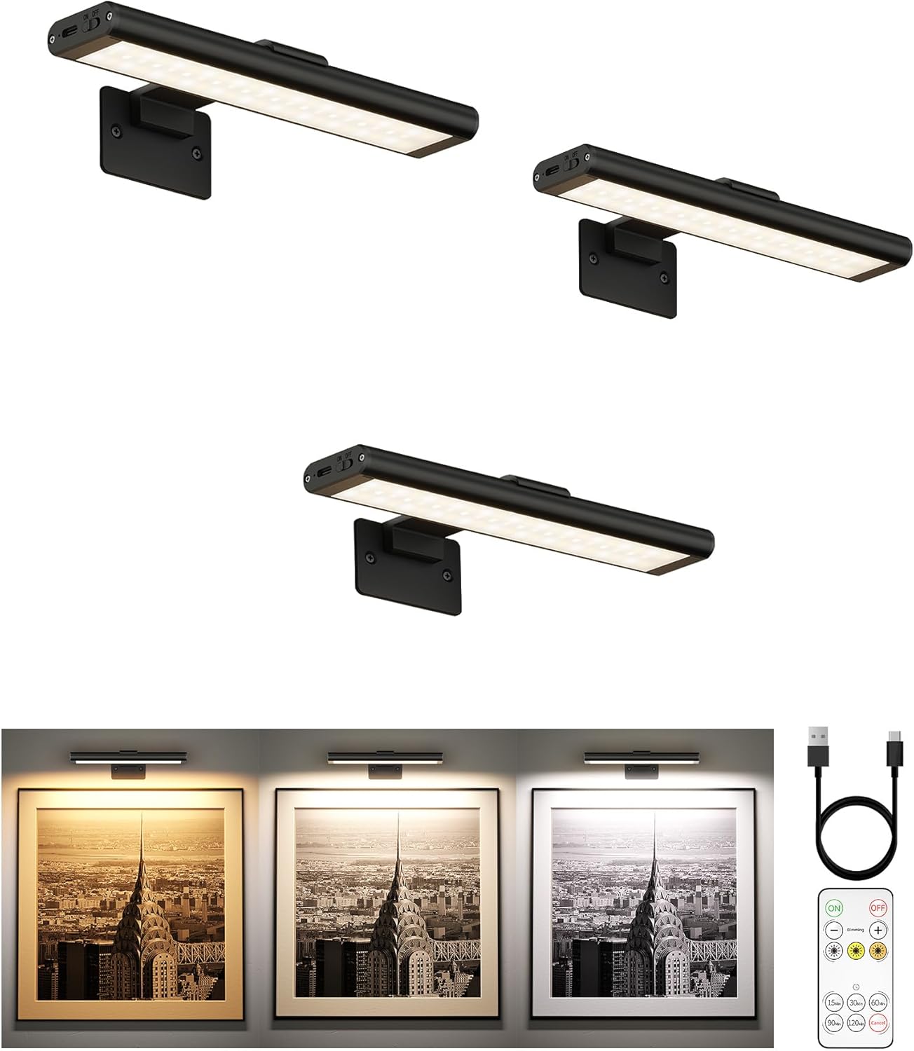 EZVALO 7.87-inch 3-Pack Picture Lights