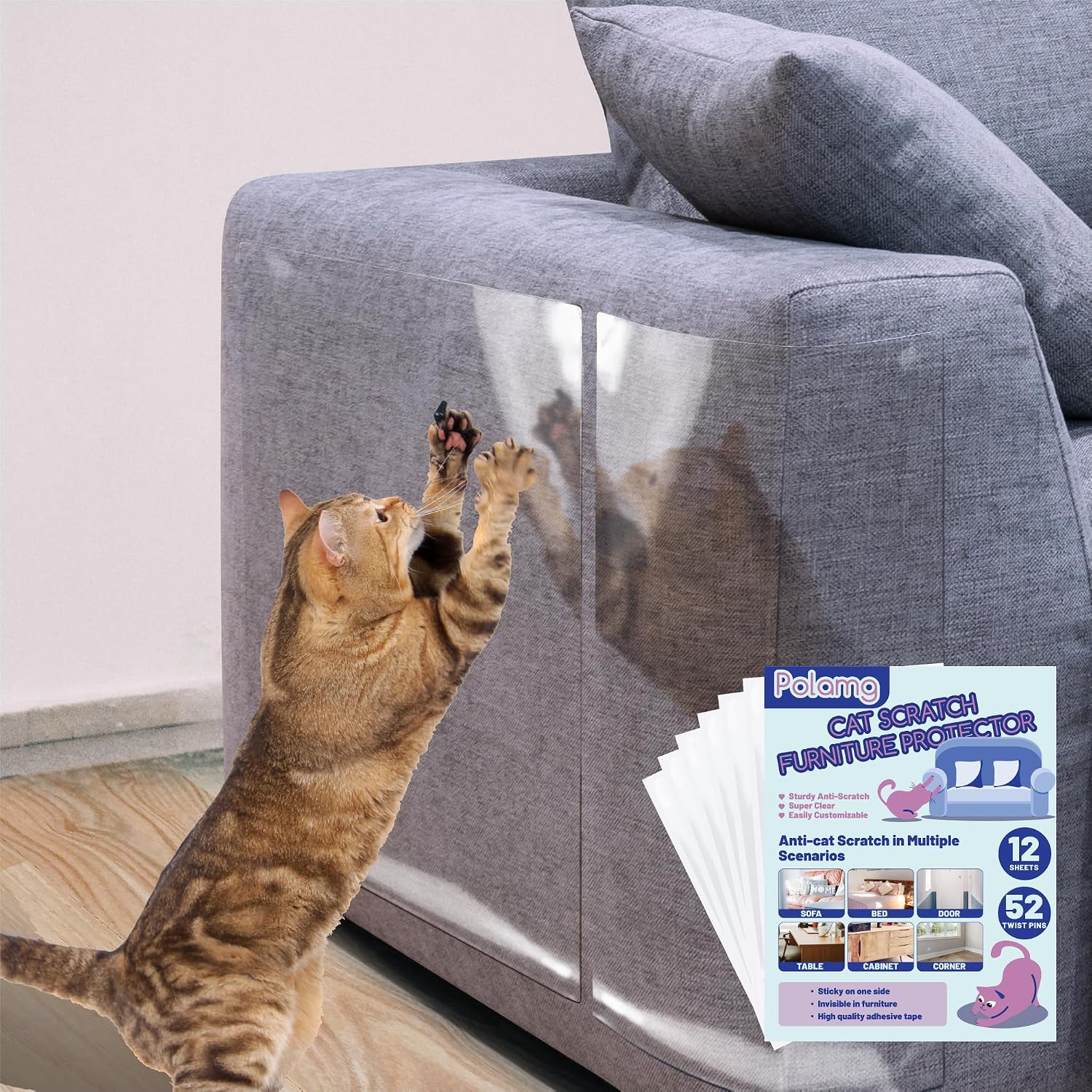 Polamg Transparente Sofaschutzfolien 12er-Set