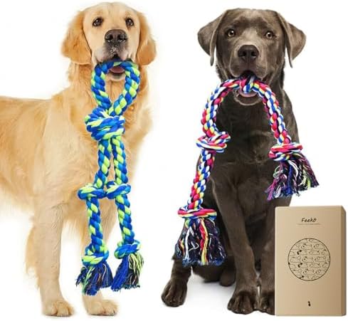 Feeko Heavy Duty Dog Rope Toys for Large Breed Aggressive Chewers, 2 Pack