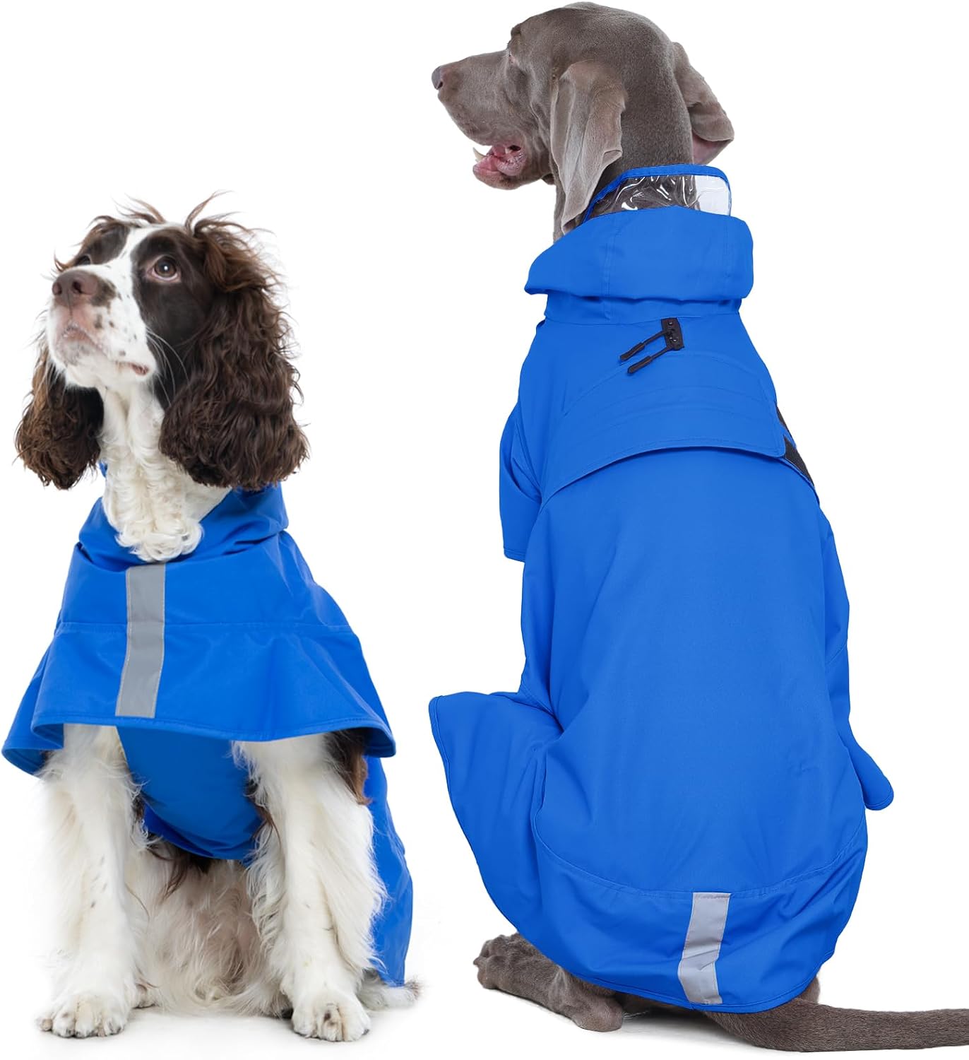 Kuoser Dog Raincoat, Waterproof Dog Rain Jacket with Clear Hooded Double Layer, Blue, L