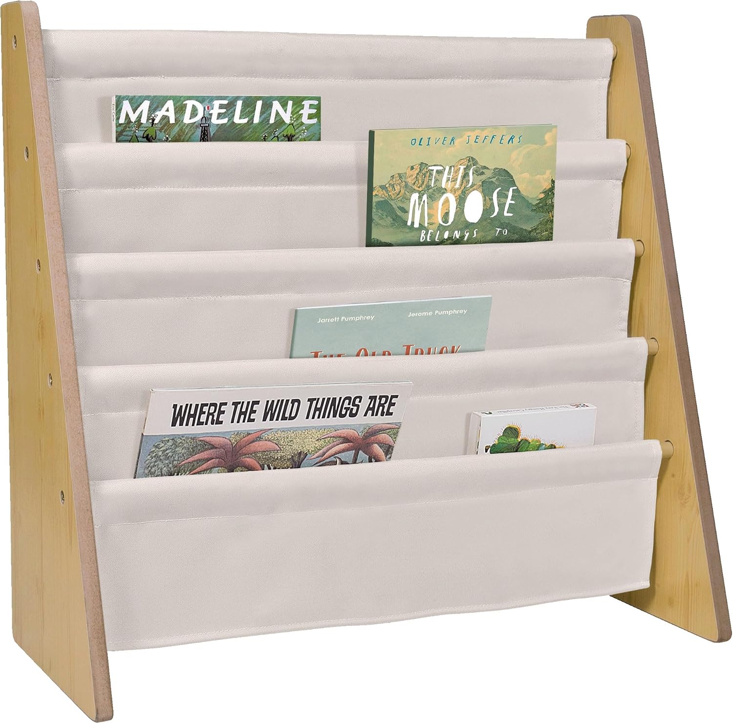 Wildkin Holz-Bücherregal mit Stofffächern