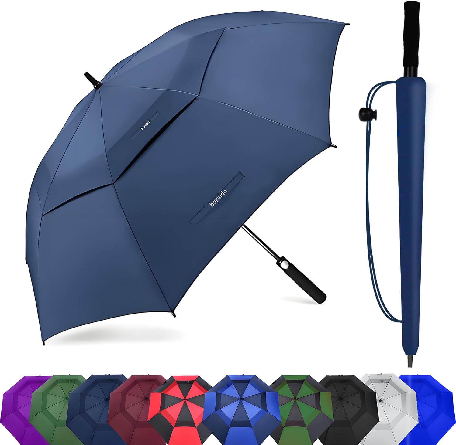 54/62/68/72 Inch Large Golf Umbrella Windproof Auto Open for Rain | Vented Double Canopy, Heavy-duty, Rainproof, Big Umbrellas for Rain