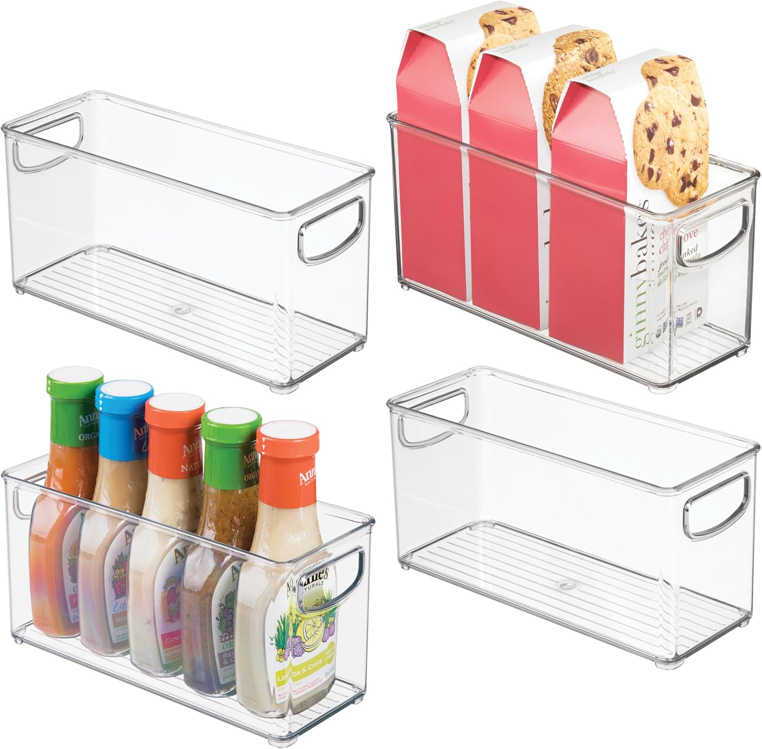 iDesign Slim Clear Plastic Stackable Storage Bin Tall Narrow 4-Pack
