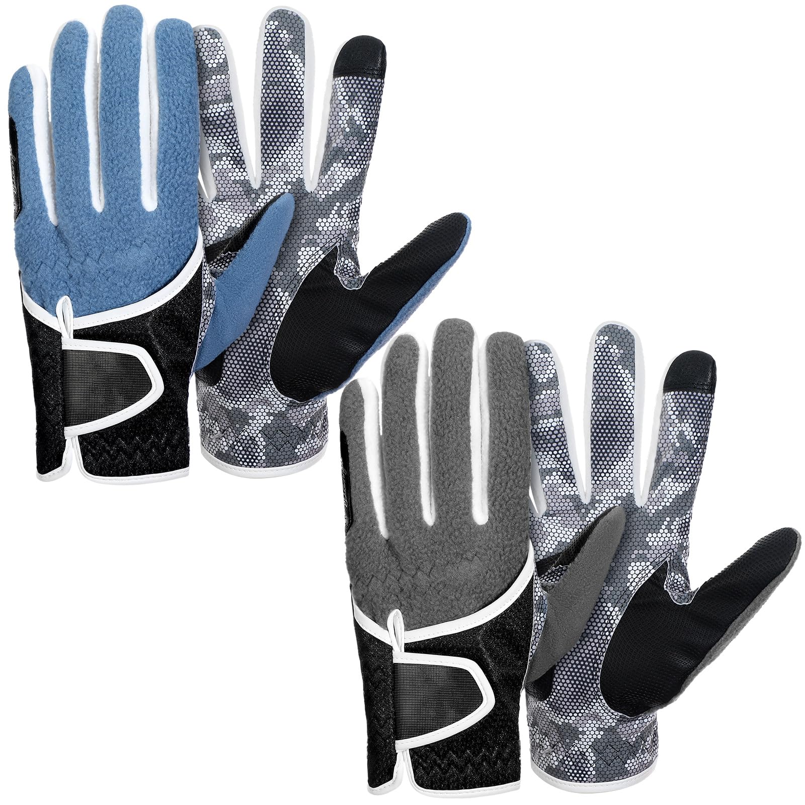 Geyoga 2 Pairs Winter Golf Gloves for Men Cold Weather Rain Golf Glove Large Adjustable Windproof Waterproof Thermal Fleece Gloves for Winter Golfing