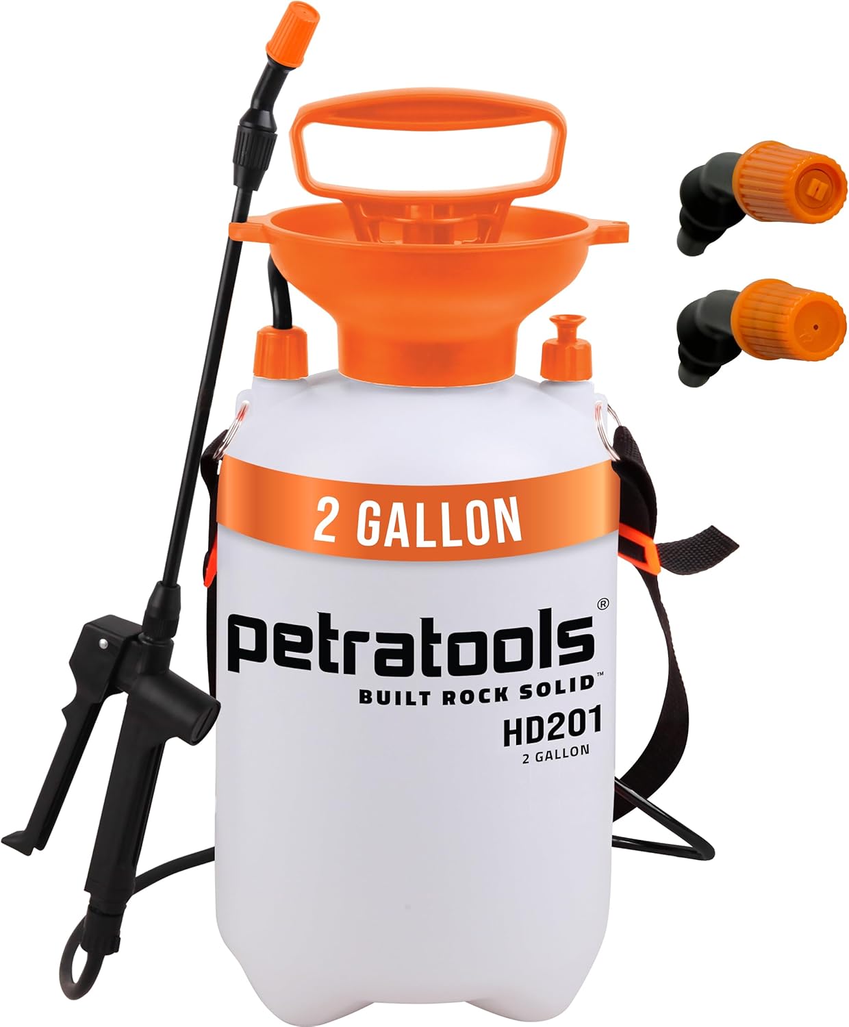 PetraTools HD201 Garden Pump Sprayer, 2 Gallon, 52-Inch Long Hose and 2 Nozzles