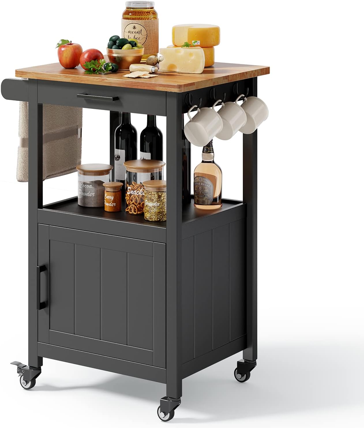 Qsun Microwave Cart Kitchen Island on Wheels