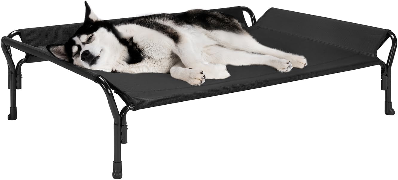 Veehoo Cooling Elevated Dog Bed with Guardrail & Headrest, Large