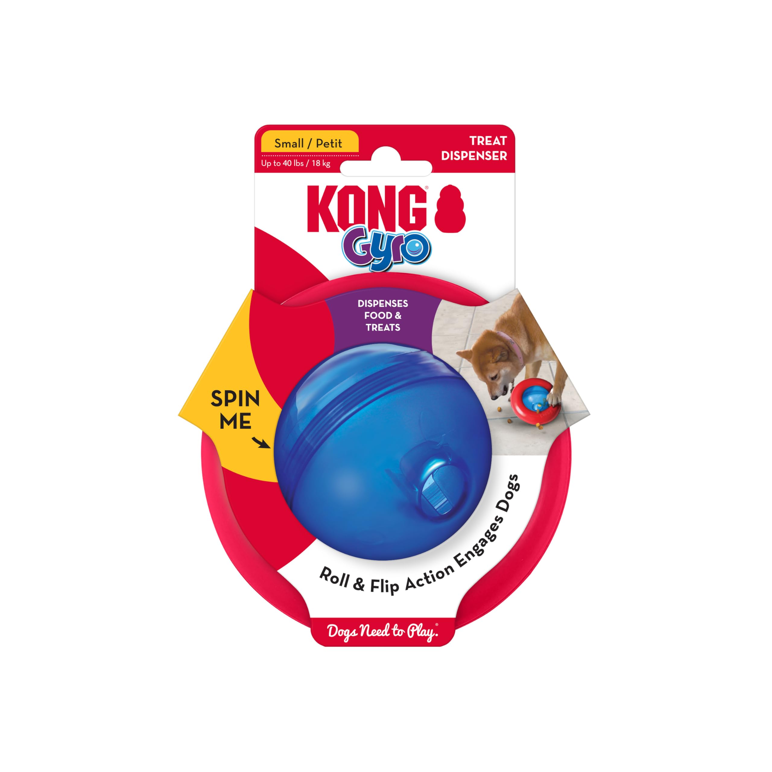 KONG Gyro Interactive Treat-Dispensing Toy for Small Dogs