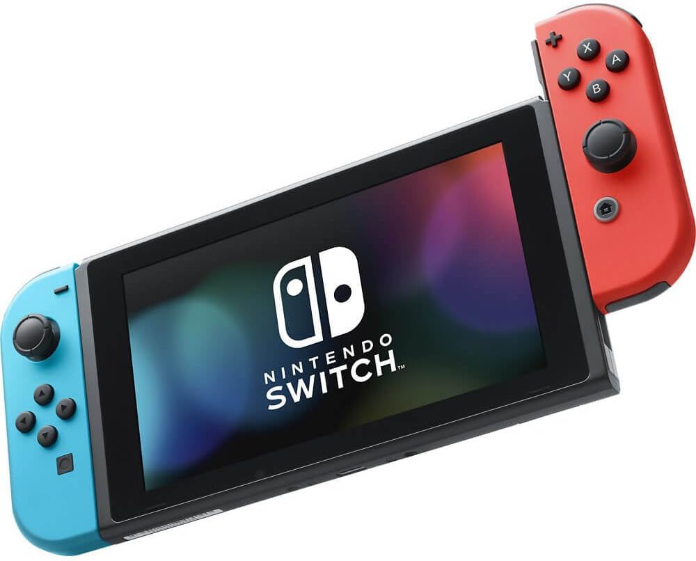 Nintendo Switch with Neon Blue and Neon Red Joy-Con