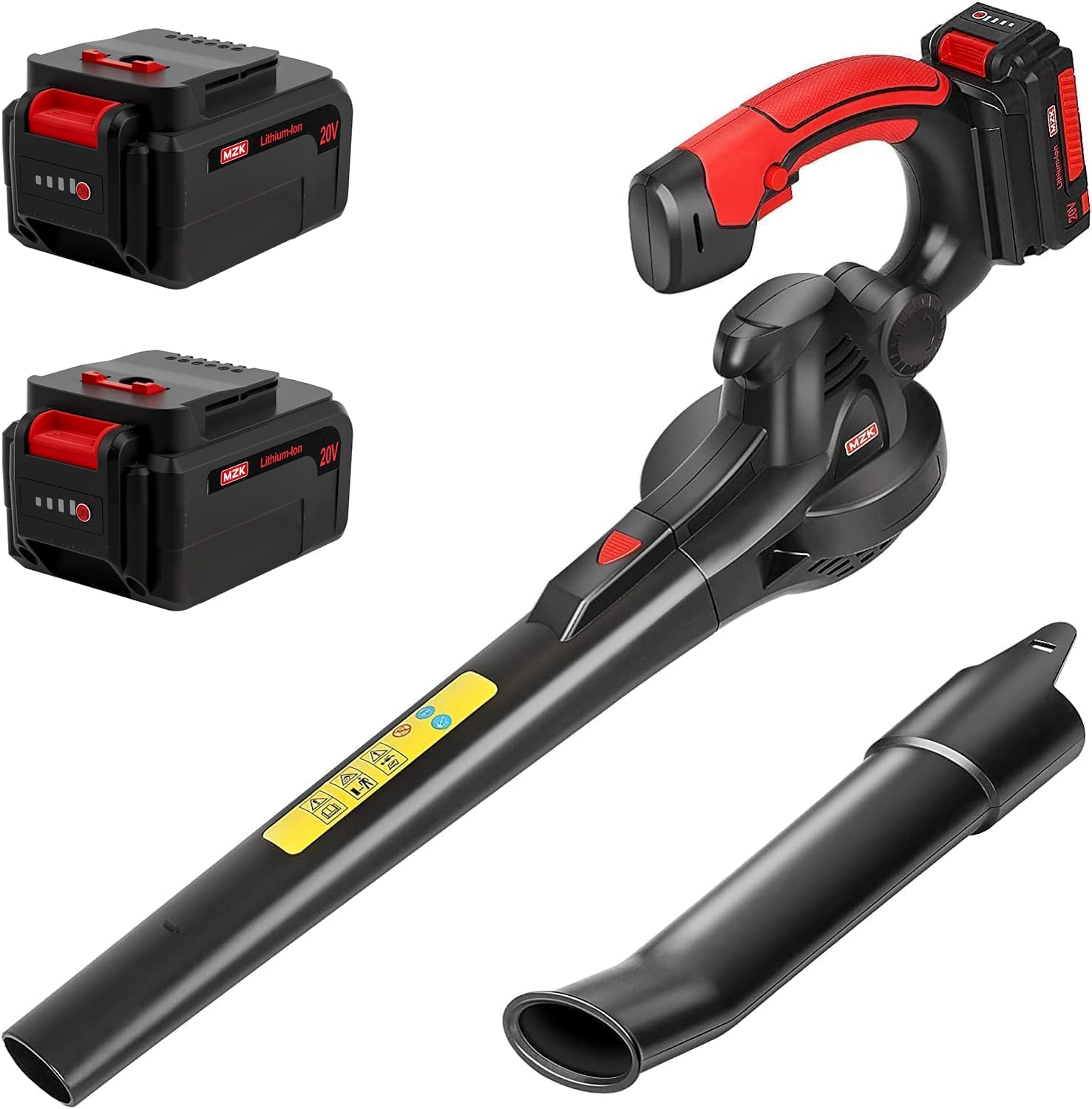 MZK 20V Cordless Leaf Blower, Lightweight Electric Blower | Includes 2 x 4.0Ah batteries and charger for leaves, patio cleanup, dust, lawn care, and yard work.