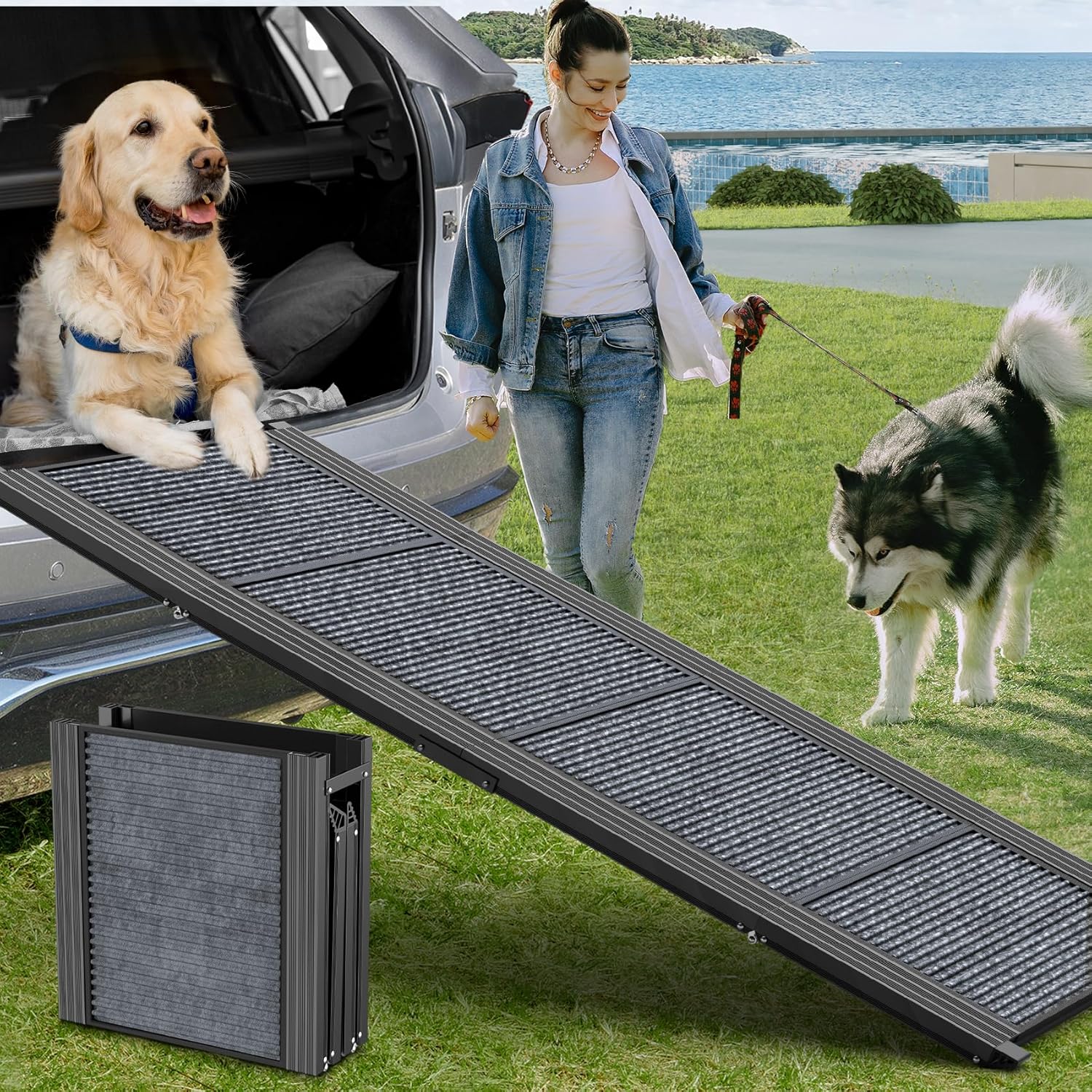HerCcreta 63-Inch Folding Dog Car Ramp
