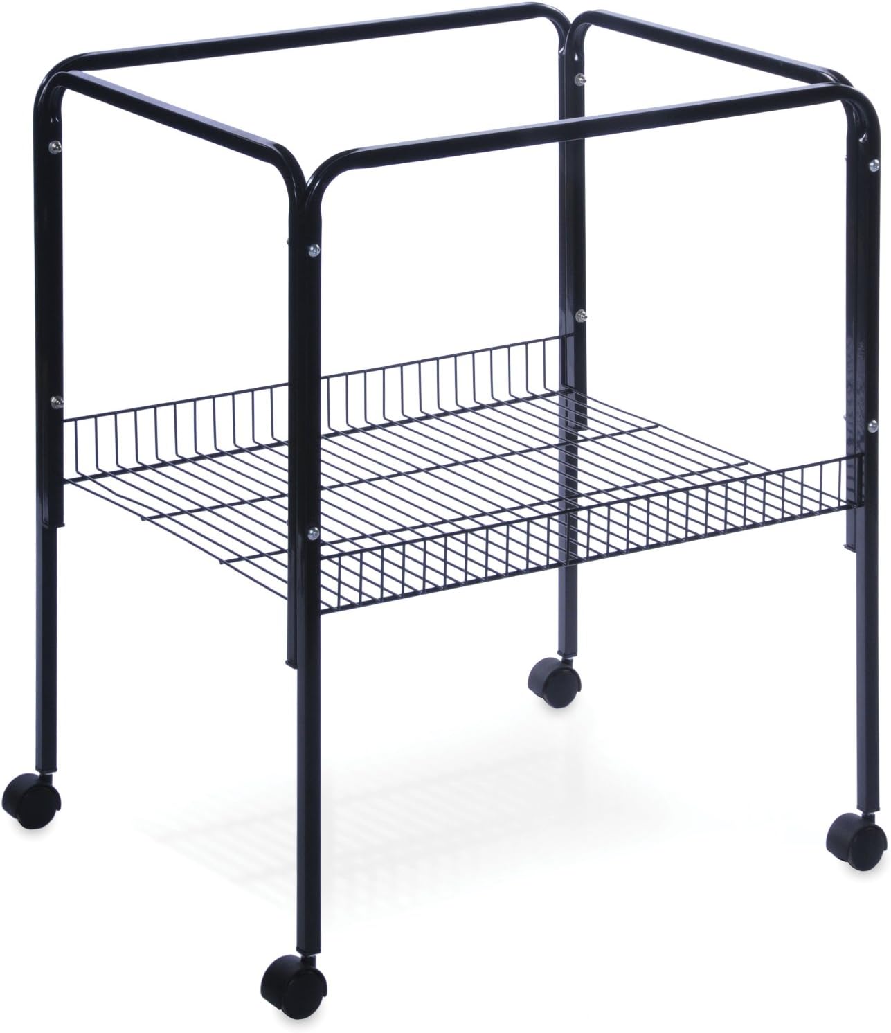 Prevue Pet Products Bird Cage Stand with Shelf, Small Metal Cage Stand with Rolling Wheels, Black