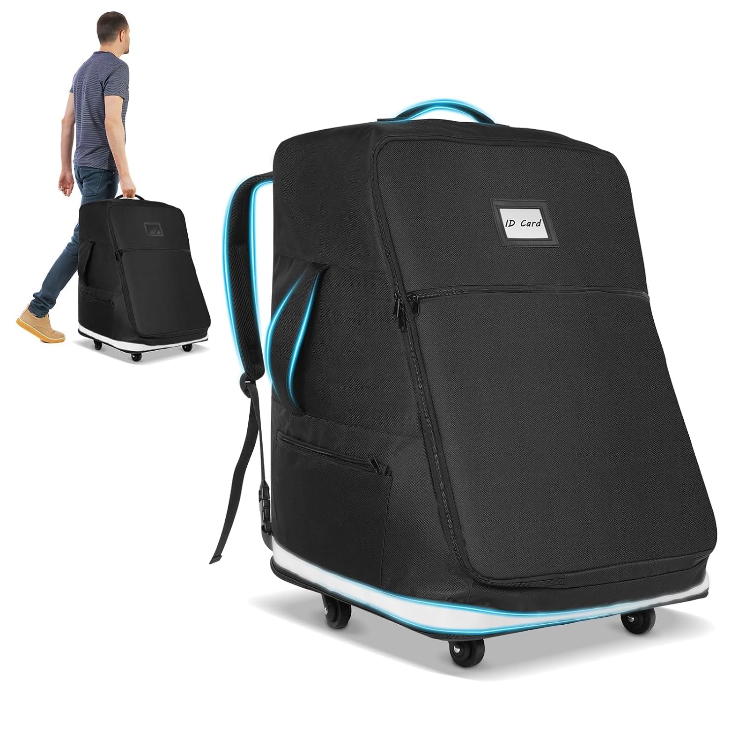 Autorder Car Seat Travel Bag for Airplane with Swivel Wheel Extendable Height Padded Carseat Travel Backpack Large Storage Bag, Baby Infant Booster Seat Bags for Air Travel