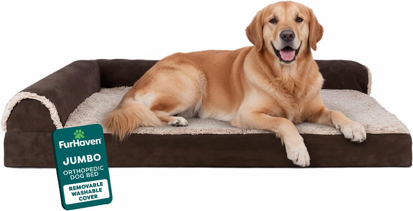 FurHaven L-Shaped Orthopedic Chaise Bed