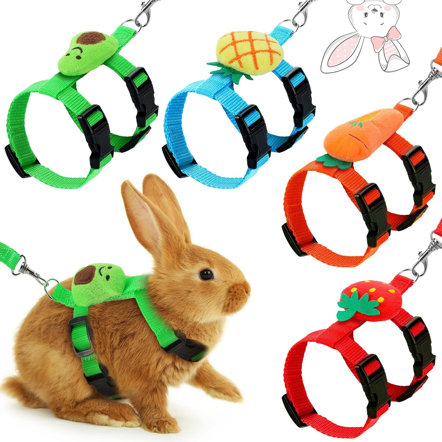 Tondiamo Adjustable Bunny Rabbit Harness and Leash Set