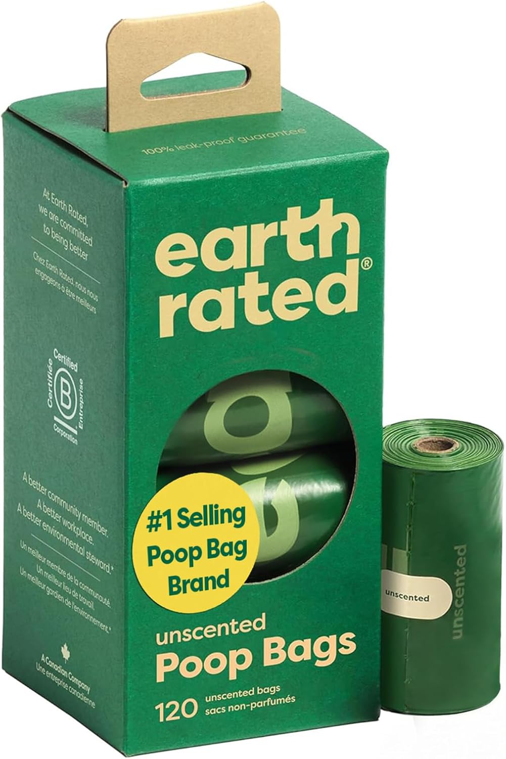 Earth Rated Dog Poop Bags on Refill Rolls, 120 Bags, Unscented
