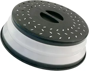 Collapsible Microwave Splatter Cover, 10.5 Inch, Dishwasher-safe, Microwave Plate Cover With Steam Vent(black)