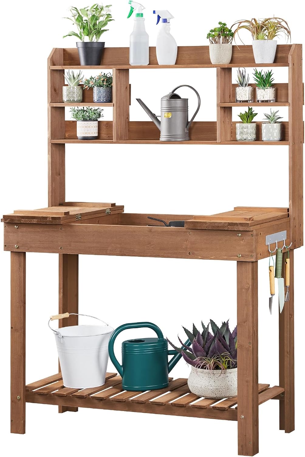 Yaheetech Fir Potting Bench with Display Rack