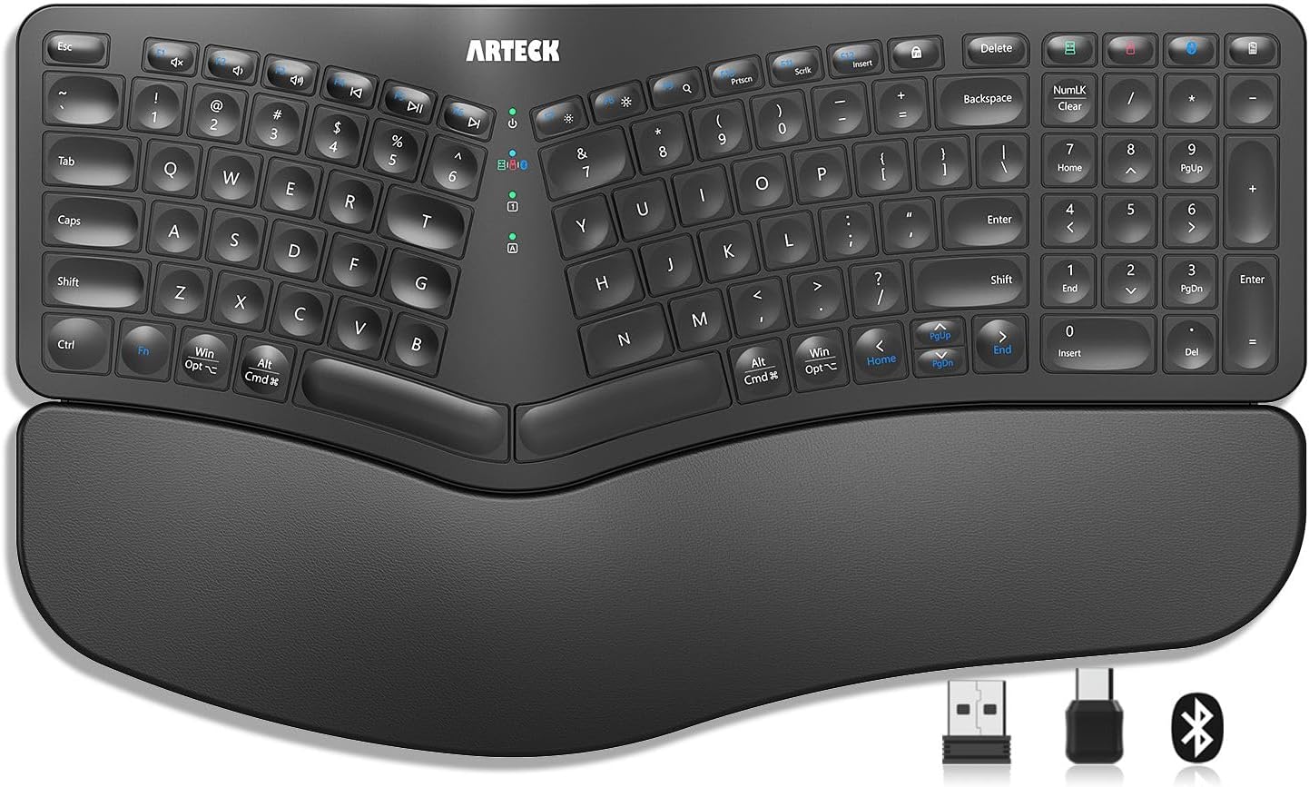 Arteck Ergonomic Keyboard with Cushioned Wrist Palm Rest