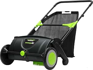 Earthwise LSW70021 21-Inch Width Leaf & Grass Push Lawn Sweeper, Black