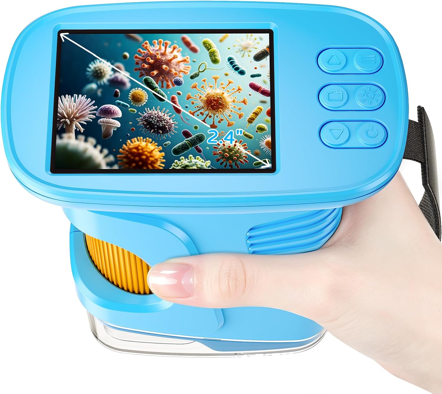 1000X Kids Handheld Microscope, 4K Digital Mini Pocket Digital Microscope with 2.4 inch IPS Screen, Built-in Camera and 12 Prepared Slides, STEM Educational Toy