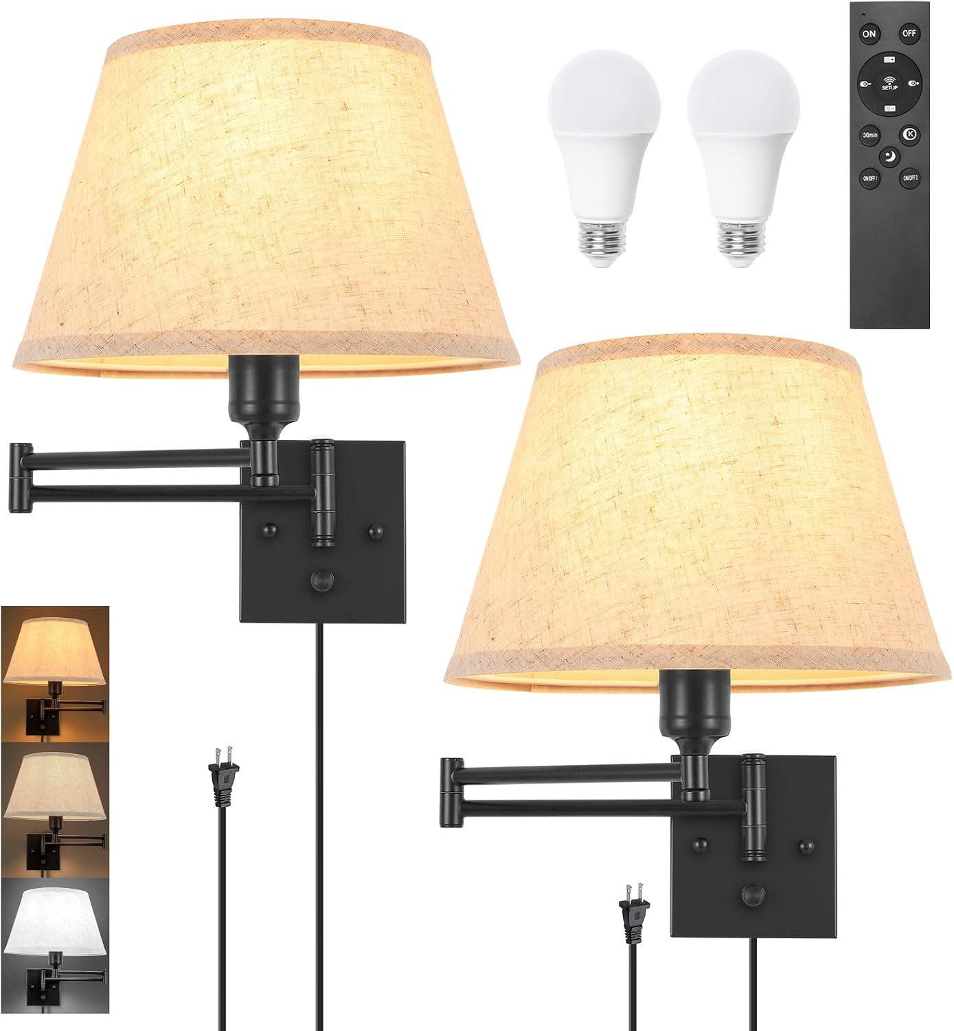 TRLIFE Remote Control Dimming Swing Arm Wall Lights