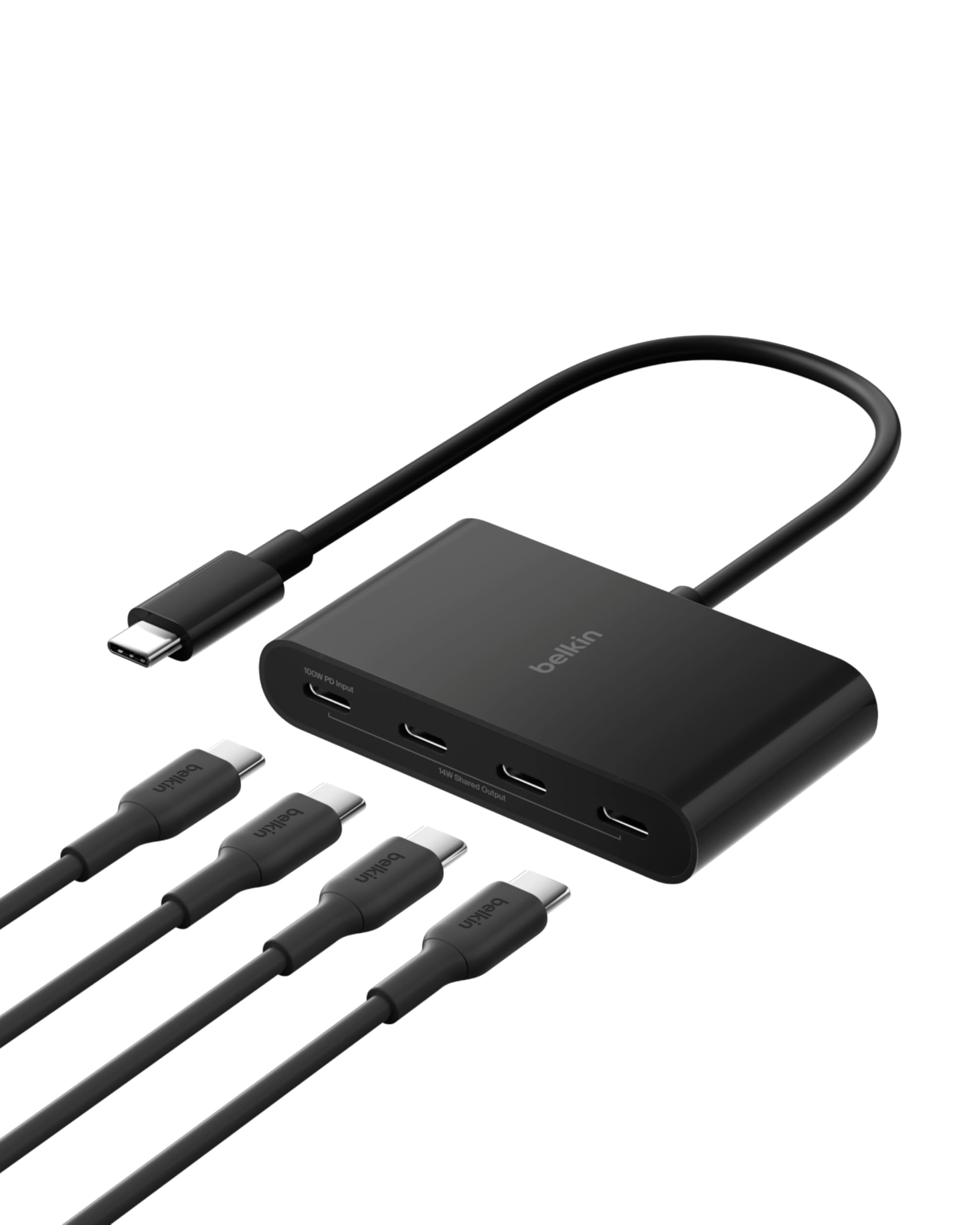 Belkin 100W 10Gbps Multiport USB-C Hub Adapter for Laptop, iPad, PC, & More | USB-C 3.2 Gen 2, 4 USB-C Ports, MacBook, USB-C Splitter, Dongle, 100W Power Delivery, High-speed Data Transfer