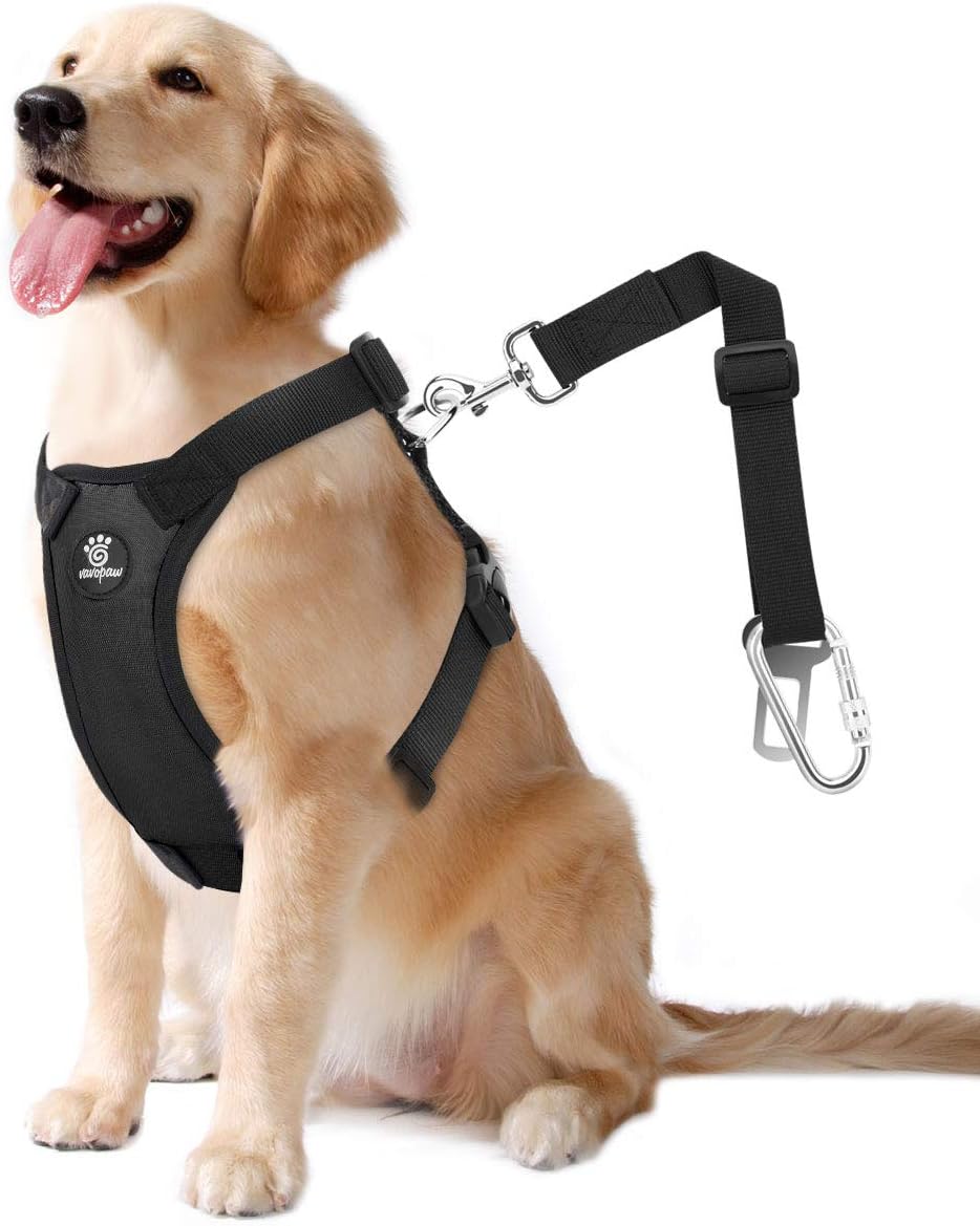 VavoPaw Dog Seat Belt Vest Harness for Car, 2 in 1 Seatbelt Buckle