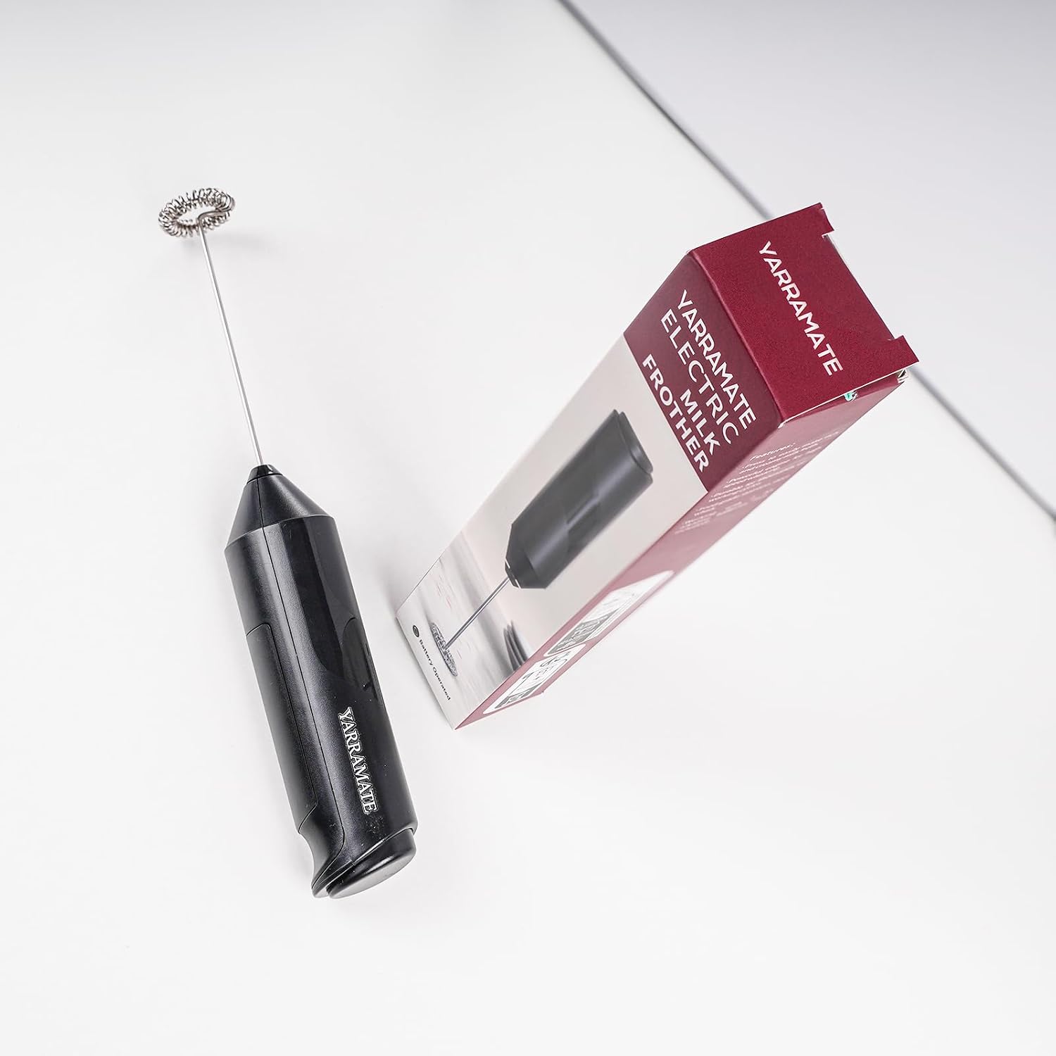 YARRAMATE Handheld Milk Frother, Powerful Battery Operated Coffee Mixer, Whisk Foam Maker for Lattes, Cappuccino, Hot Chocolate (Black)