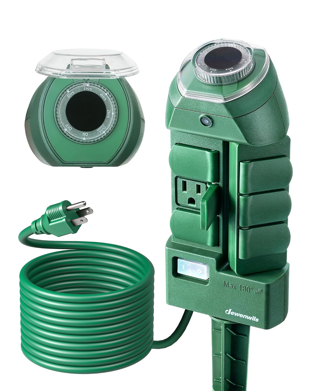 DEWENWILS Outdoor Power Strip Timer with Photocell, 6 Outlets