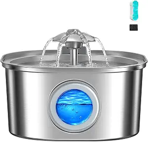 PEKTACO Cat Water Fountain, 3.2L Stainless Steel Pet Fountain