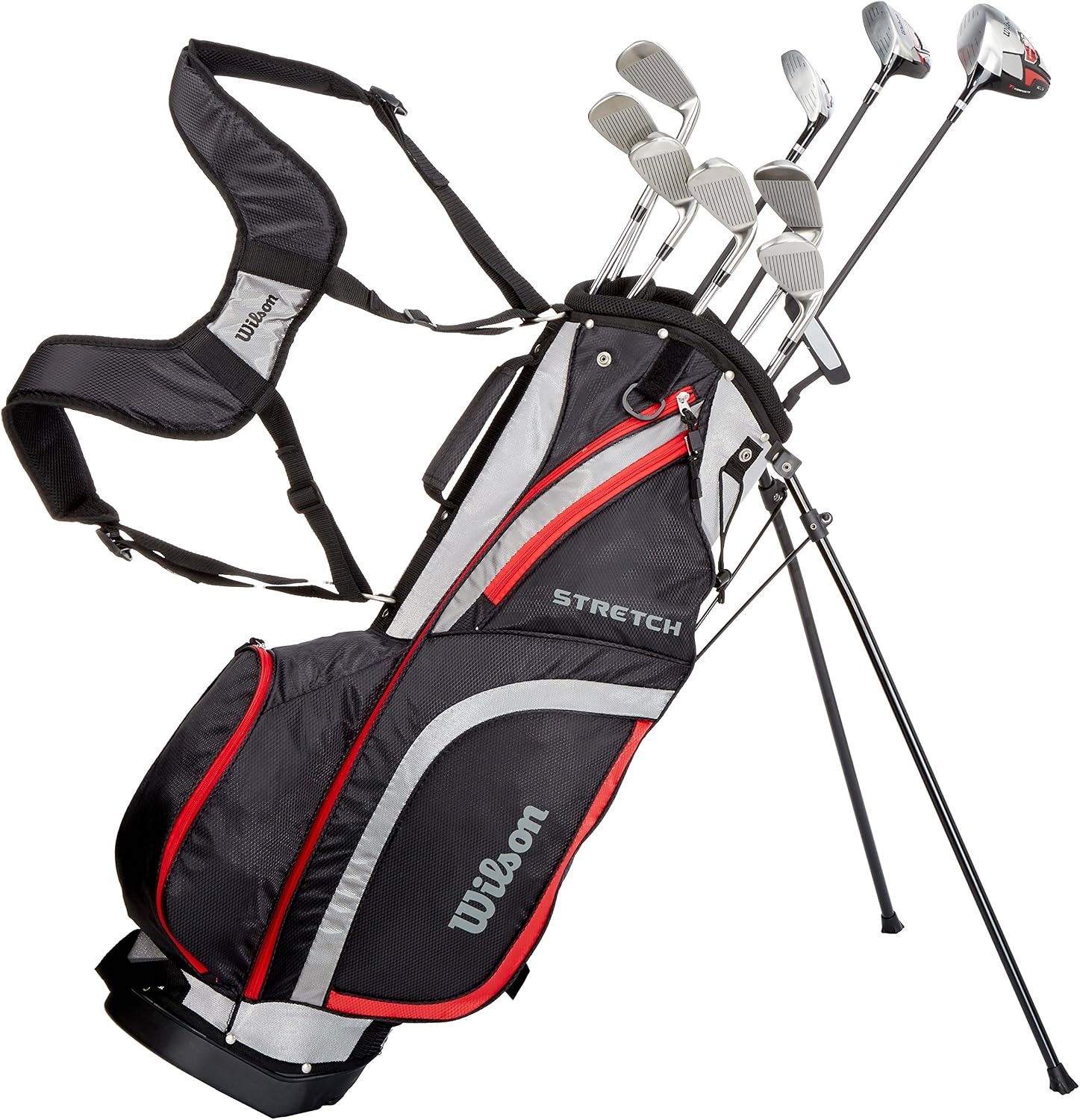 Wilson Beginner Complete Set, 10 Golf Clubs with Stand Bag, Men's, Stretch XL Left Hand
