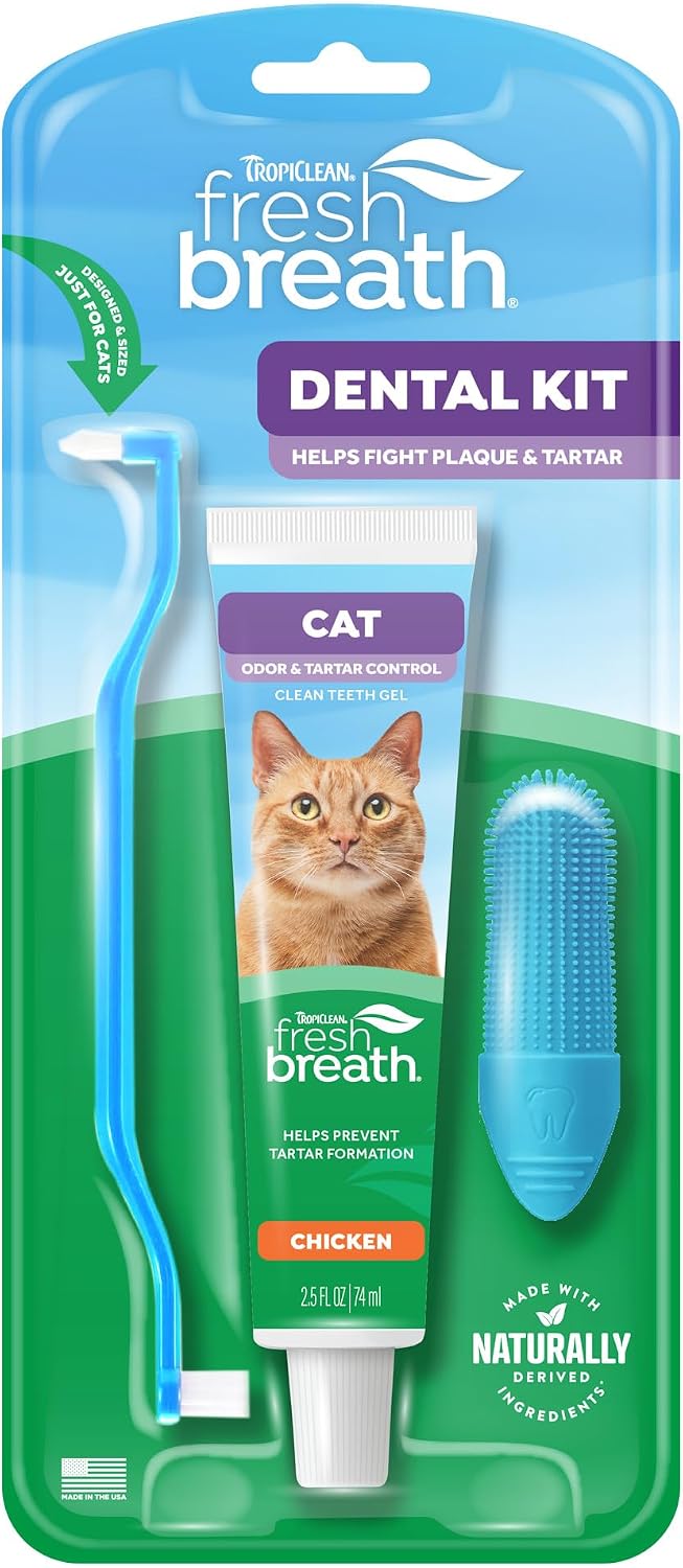 TropiClean Fresh Breath Cat Toothbrush and Toothpaste Kit