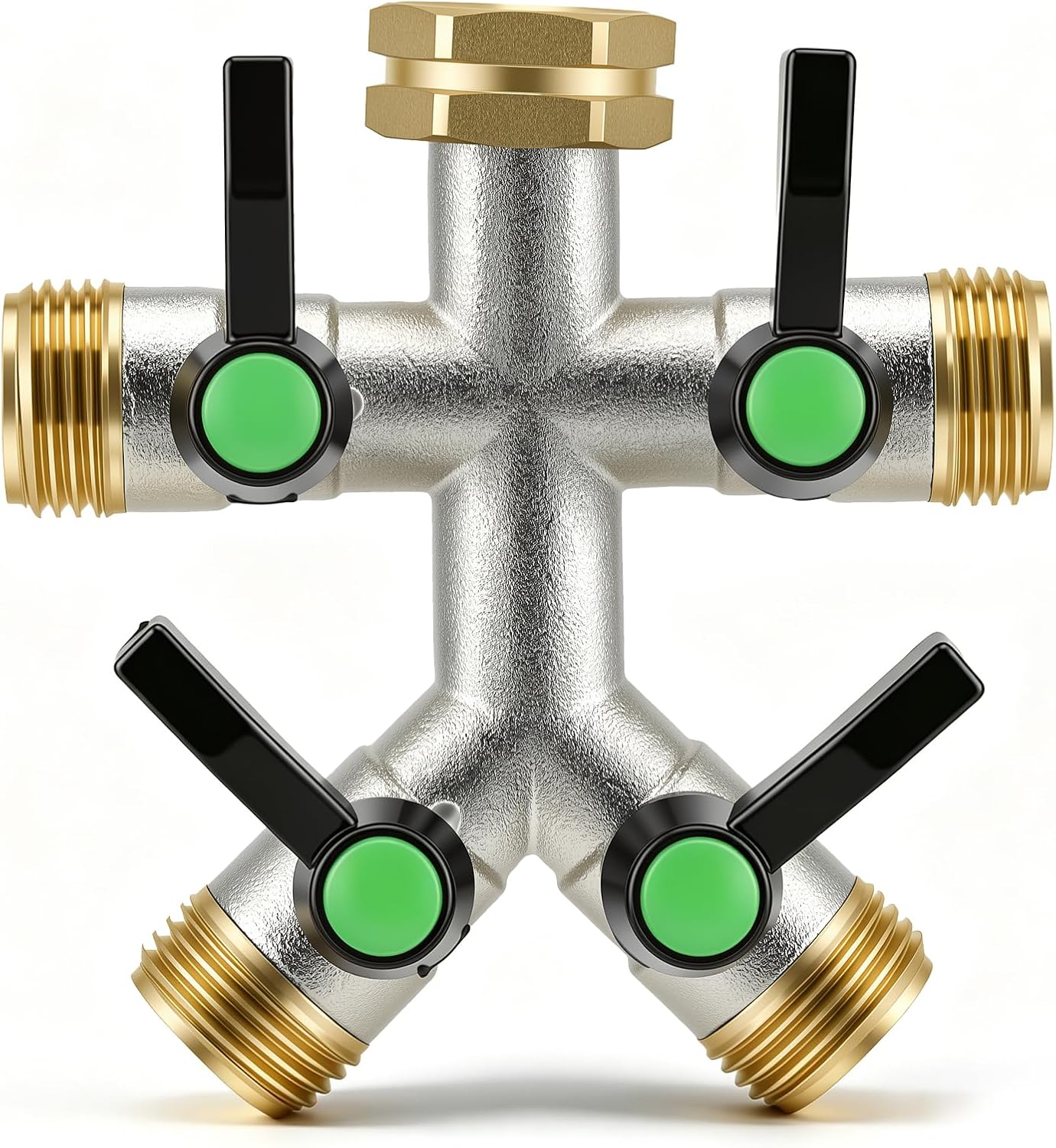 Heavy Duty Brass 4 Way Hose Splitter