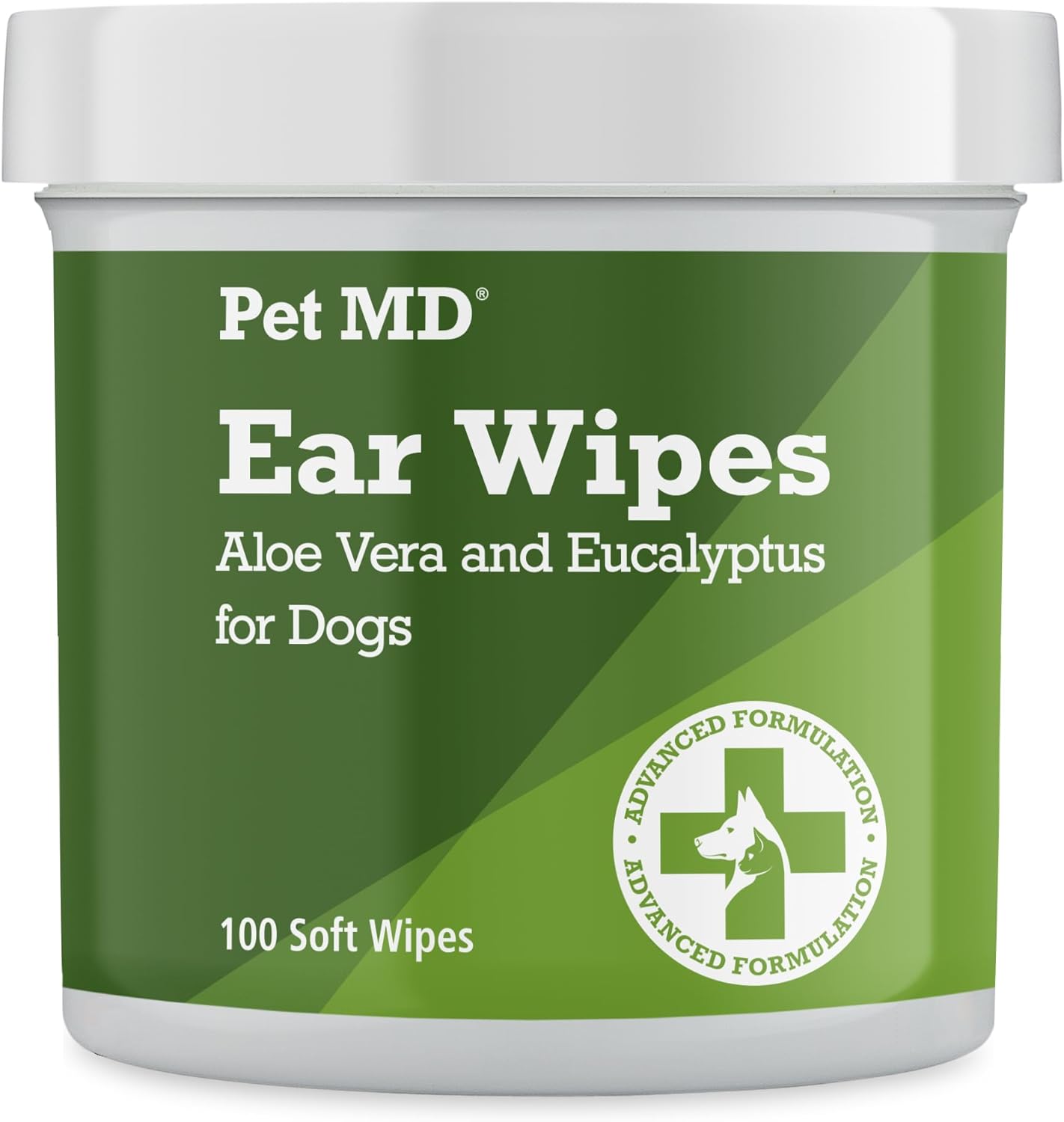 Pet MD Dog Ear Cleaning Wipes – Otic Cleanser for Dogs - 100 ct | Soothing Ear Care with Aloe Vera &amp; Eucalyptus, Regular Wipes